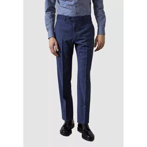 Men's EMPORIO ARMANI Blue Check 100% Wool Trousers Pants, Size 54